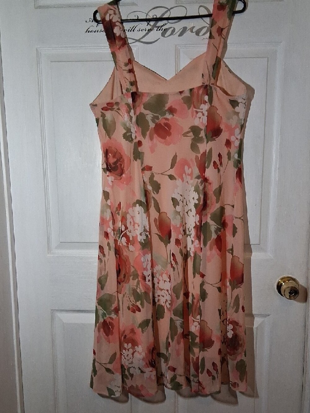 dressbarn Peach Floral Midi Dress with Straps - Picture 3 of 3